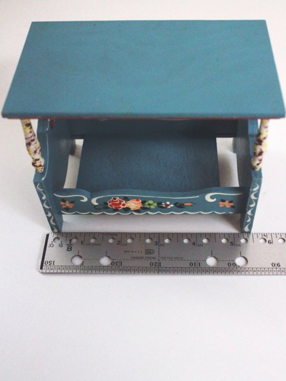 Vintage Dora Kuhn Miniature Canopy Bed Hand-Painted Dollhouse West Germany Folk - Picture 8 of 9
